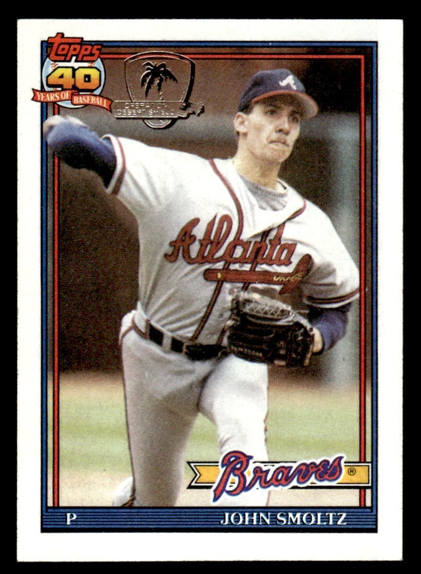 1991 Topps Desert Shield Baseball #157 John Smoltz NM/MT *f2