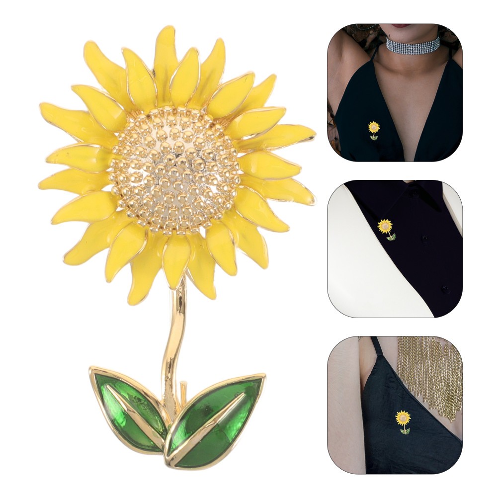 Sunflower Pins for Men Suit Boutonniere Rhinestone Crystal Brooches image 4