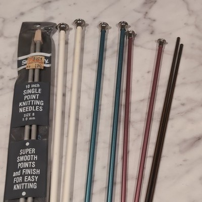 Vintage Bates & Simplicity Single Point Knitting Needles - size 8, 8, 9, 10