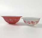 Vtg PYREX Pink Gooseberry Cinderella Nesting Mixing Bowls Pair Set/2 #443 #444