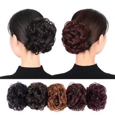 Short Curly Clip On Bun Ponytail Hairpiece for Women Suitable for Daily Wear
