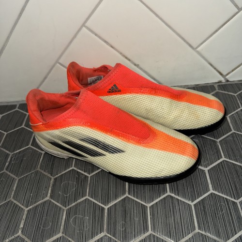 Adidas X Speedflow.3 Laceless Turf Soccer Shoes In White/Orange Youth Size 3