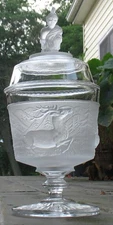 EAPG CLEAR with FROST "WESTWARD HO" LARGE FTD. COVERED SUGAR BOWL