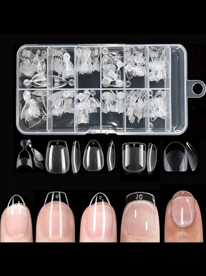 240 Stück Mandelförmige Pressnägel Set - Ultrakurzes, halbmattes Finish in Nude