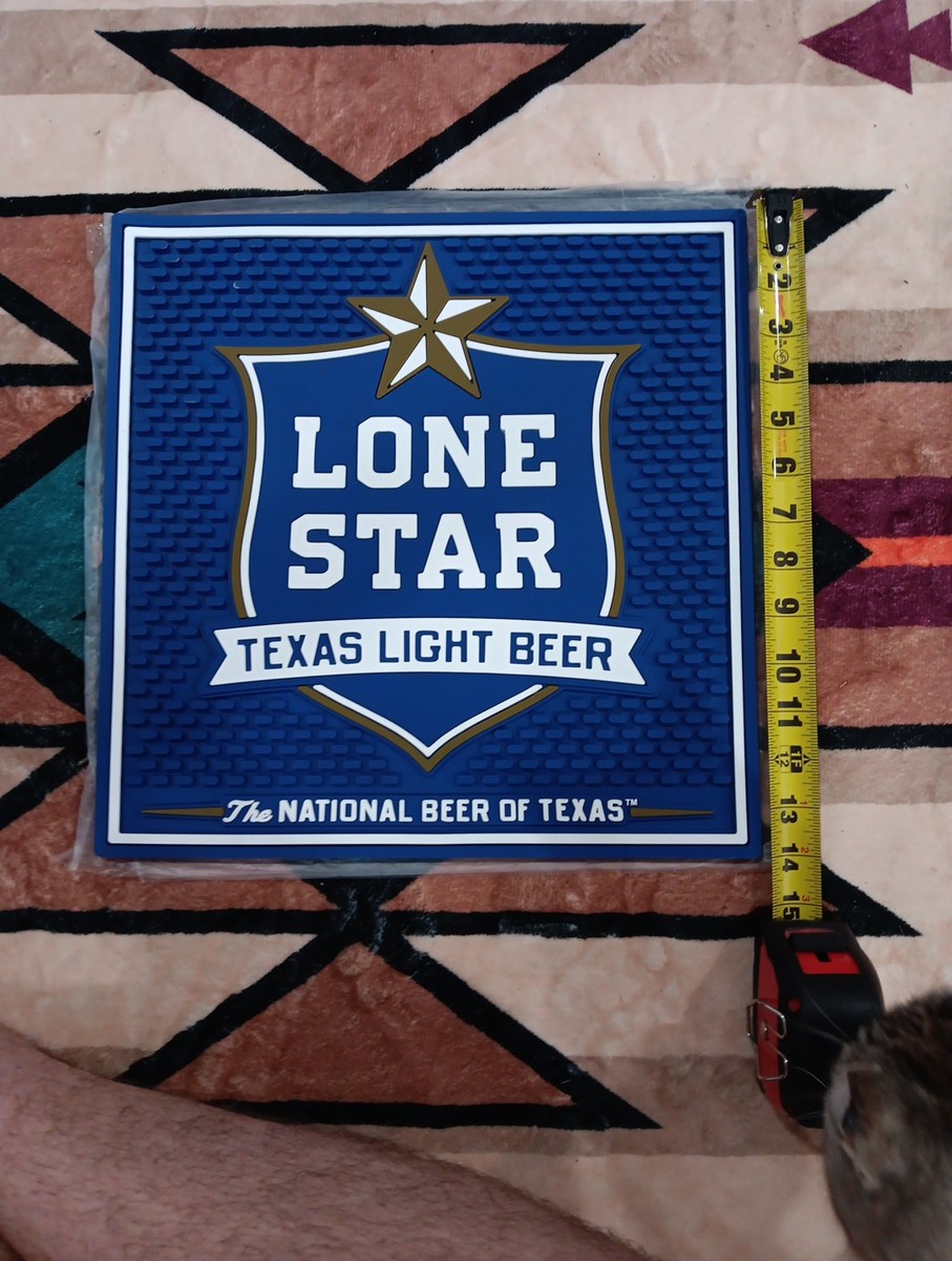 Lone Star Light Texas Light beer Rubber Bar Runner Mat No Spill 14 X 14  Inches