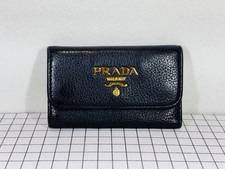 Auth Prada Saffiano Leather 6-Hook Key Case Holder Black 1 Missing Hook