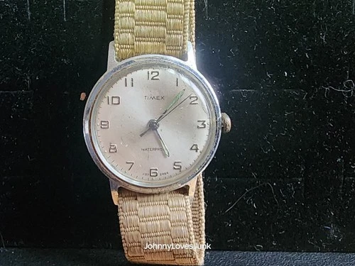 Vintage Timex Marlin Style Watch 60s Cloth Woven Band UNTESTED PARTS REPAIR ONLY