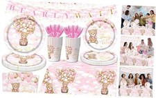 We Can Bearly Wait Bear Baby Shower Decorations, 142pcs Bear Baby Pink Bear