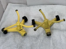 Nelson Sprinkler Vtg Garden 3-Arm Whirling Rotating Metal Wheels Yellow Lot Of 2