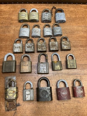 Vintage Yale Padlock Lot No Keys Old Rusty Locks Mixed Sizes Red Brass