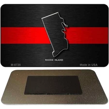 Rhode Island Thin Red Line Novelty Metal Magnet M-9728 3.5" x 2" Magnet (M)
