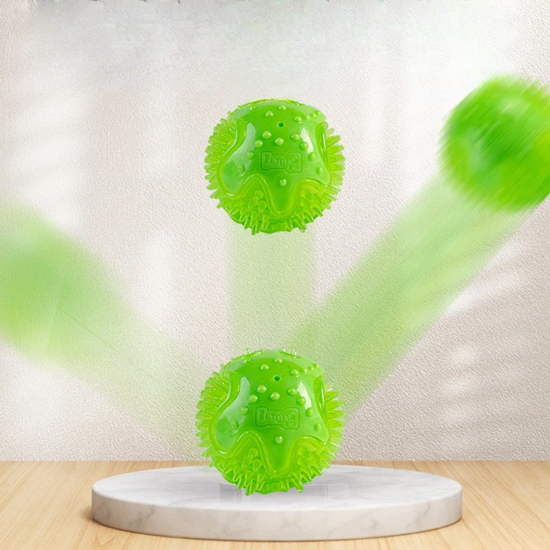 Pet Dog Durable TPR Toy Ball Thick Bite Resistant Clean Teeth Squeaky Elasticity - Image 3 of 4
