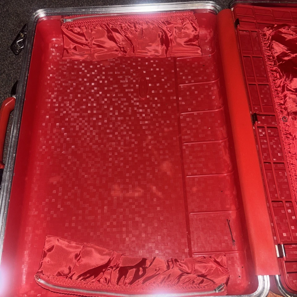 Vintage Sears Forecast Red Suitcase 24” X 18”   - Image 3 of 4