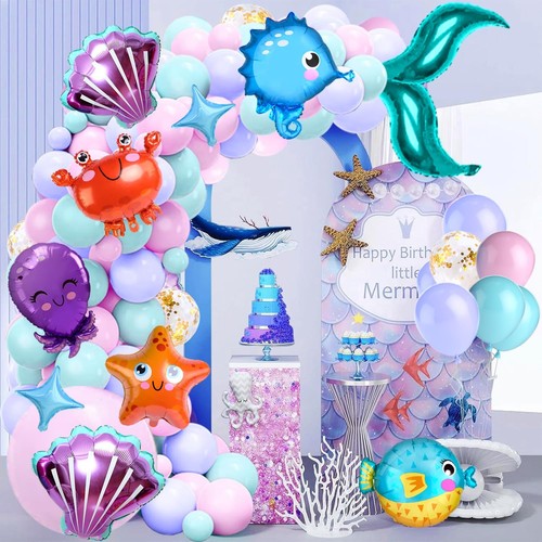 167 Pcs Mermaid Balloon Arch Garland Kit Party Mermaid Balloon Arch Kit