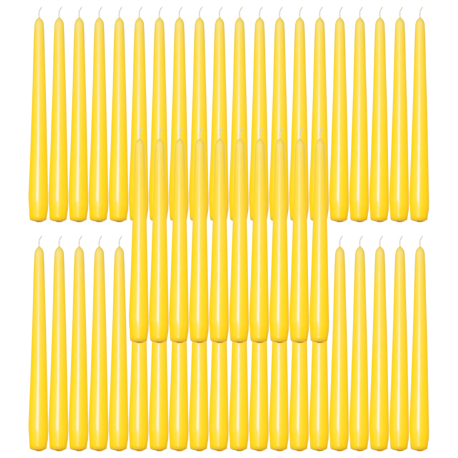 Yellow Taper Dinner Candles  9"" 24cm Candle Unscented 7 Hour Burn Time 50 Pack