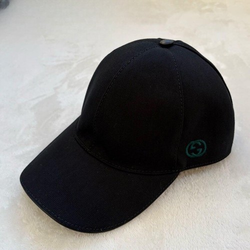 GUCCI Sherry Line GG Logo Interlocking Baseball Cap Hat Men Size M Black New