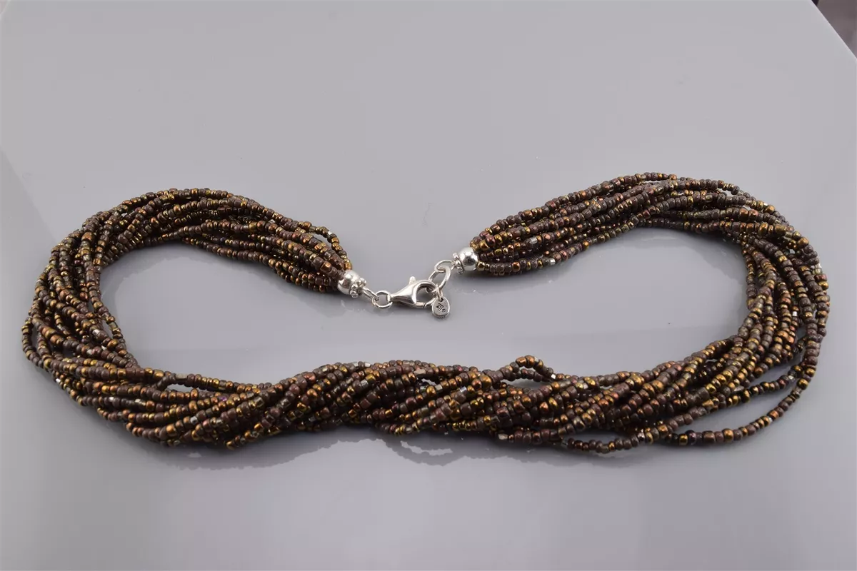 Silpada Sterling Silver N1815 Brown Bronze Bead Multi Strand 925