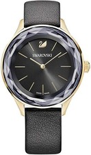 Swarovski 5295358 Octea Nova Rose Gold Black Dial Leather Womens Swiss Watch