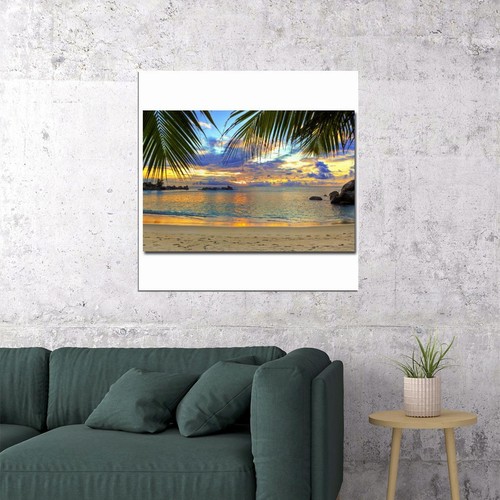75195 Tropical Sea Beach Sunset Nature Seascape Wall Print Poster US - Bild 2 von 7