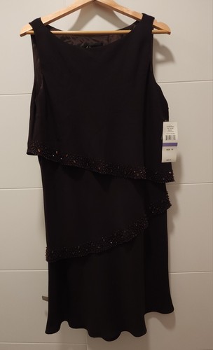 SL FASHIONS Women's 18 Chocolate Brown Beaded Lampshade Cocktail Dress NWT - 第 16/16 張圖片