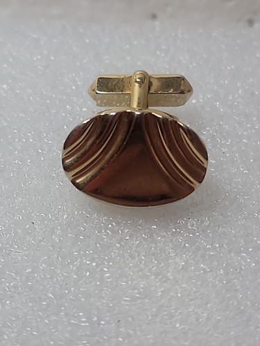 Vintage Mens Swank Oval Gold Tone Metal Cufflinks Pair Retro Drape Effect - Picture 8 of 14