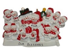 Personalized Snowman Family of 13 Christmas Ornament