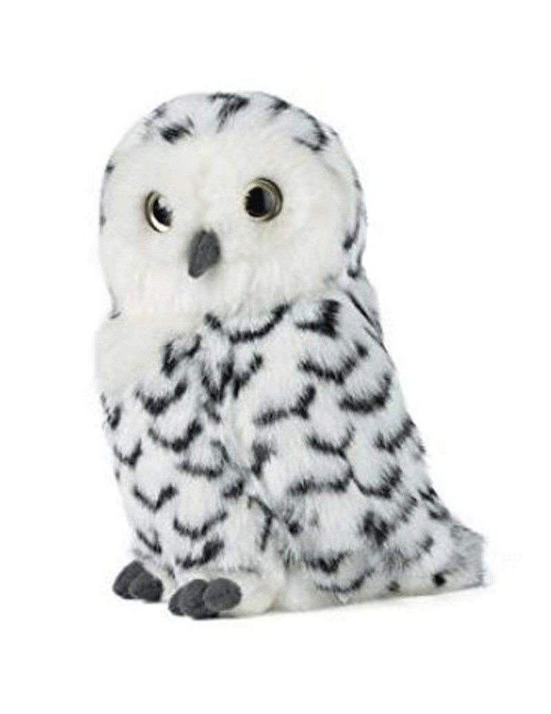 Peluche chouette harfang tête pivotante 20 cm Living Nature doudou blanc