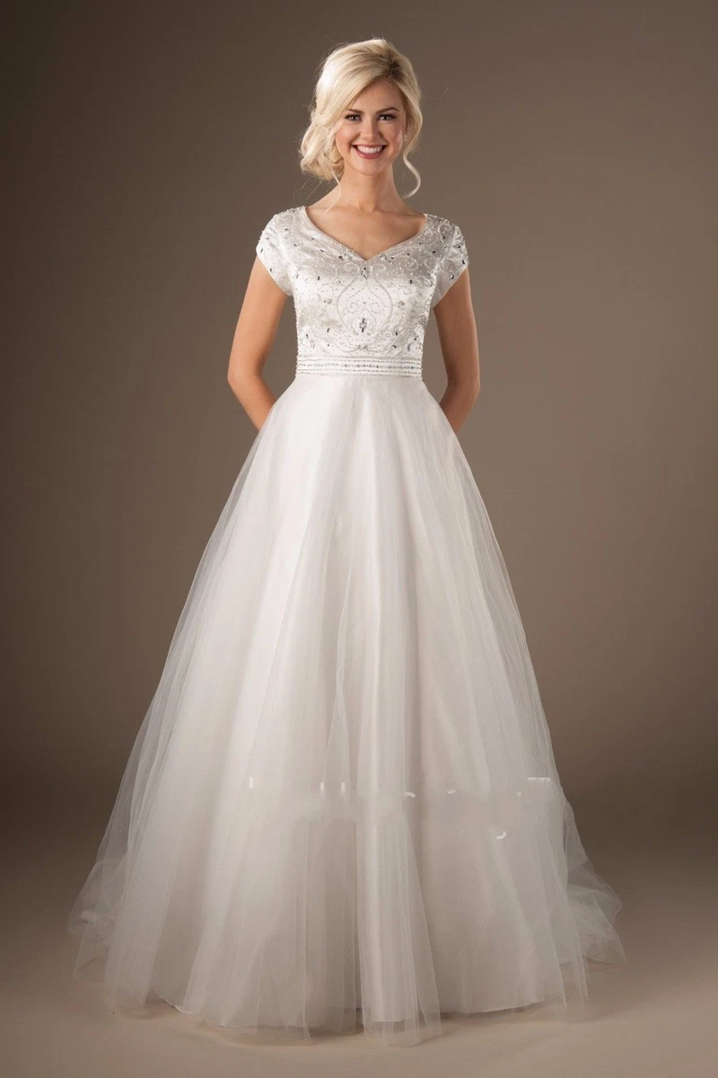 Beaded short sleeve wedding dress sale