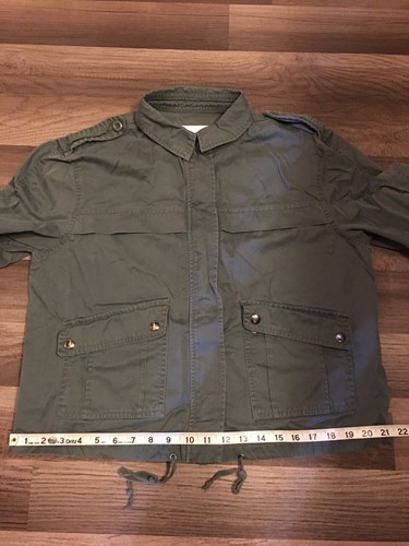 VELVET By GRAHAM & SPENCER Green Cropped Zip Front Army Jacket Size:medium - Picture 9 of 17