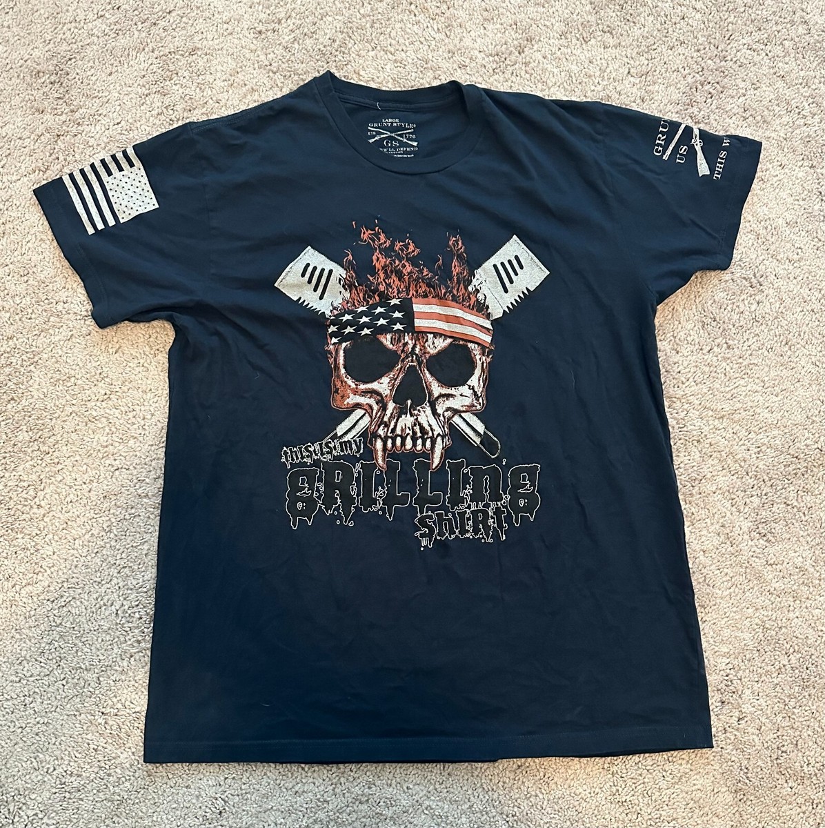 grunt style mens large t shirt Military Skull Grunge 16
