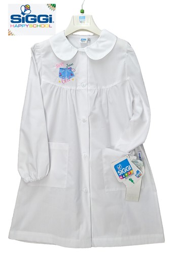 Apron Baby Girl White Embroidered for School Upwards And Elementary Siggi - Picture 8 of 64