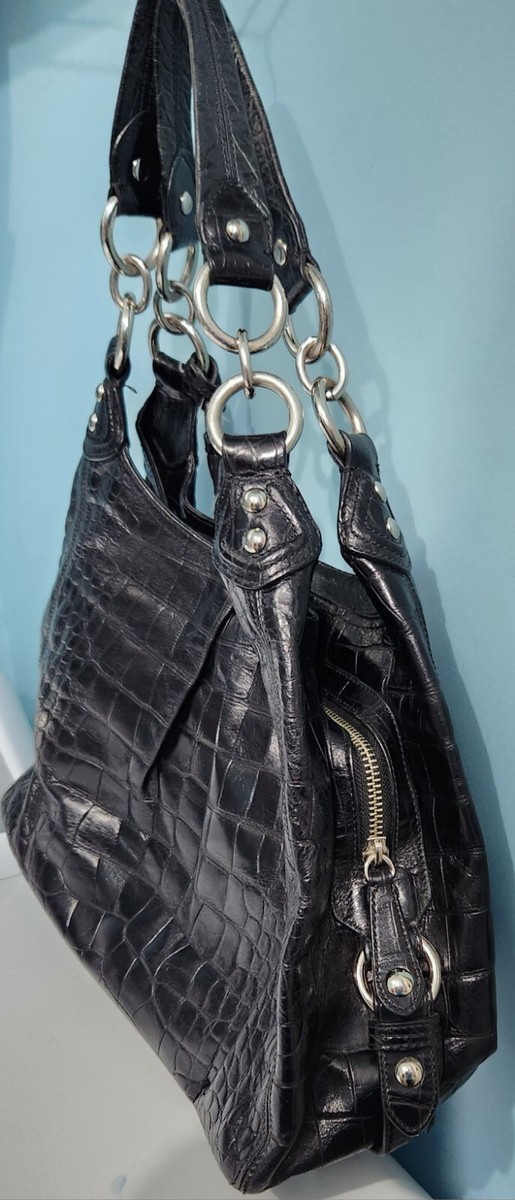 COACH Exotic Maggie Madison Leather Croc Embossed Shoulder Bag