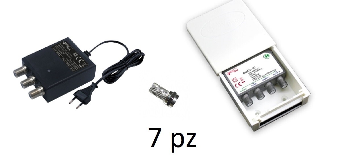 AMPLIFICATORE E ALIMENTATORE 2 OUT ANTENNA UHF/UHF+1 MIX VHF F 5G 45097 41049/2U