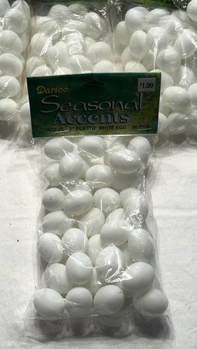 Vtg Easter Craft-Miniature 1” White Plastic Small Bird Fake Egg Lot 216 Darice - Picture 12 of 12