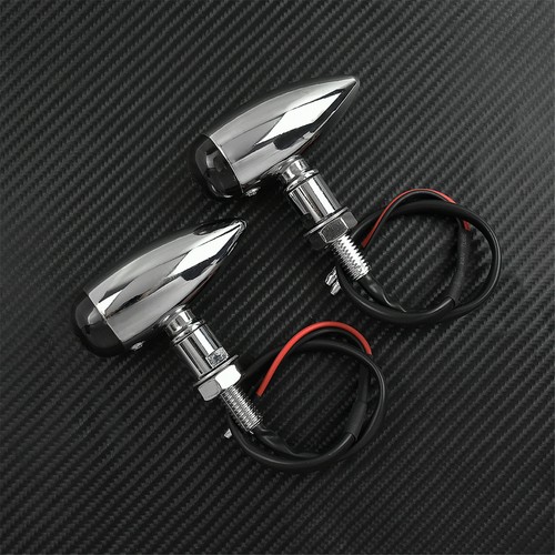 2X 10 mm cromo bala ámbar indicador de giro luz intermitente apto para Harley - Imagen 3 de 7