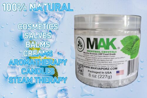 MAK Menthol Crystals 8 oz Pure Organic 100% Natural Menthol Crystals In a Jar - Picture 3 of 11