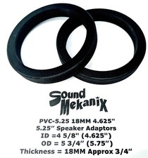 5 1/4" PVC Plastic Speaker / Spacer Rings, 5.25" 18MM Thick One Pair Made in USA