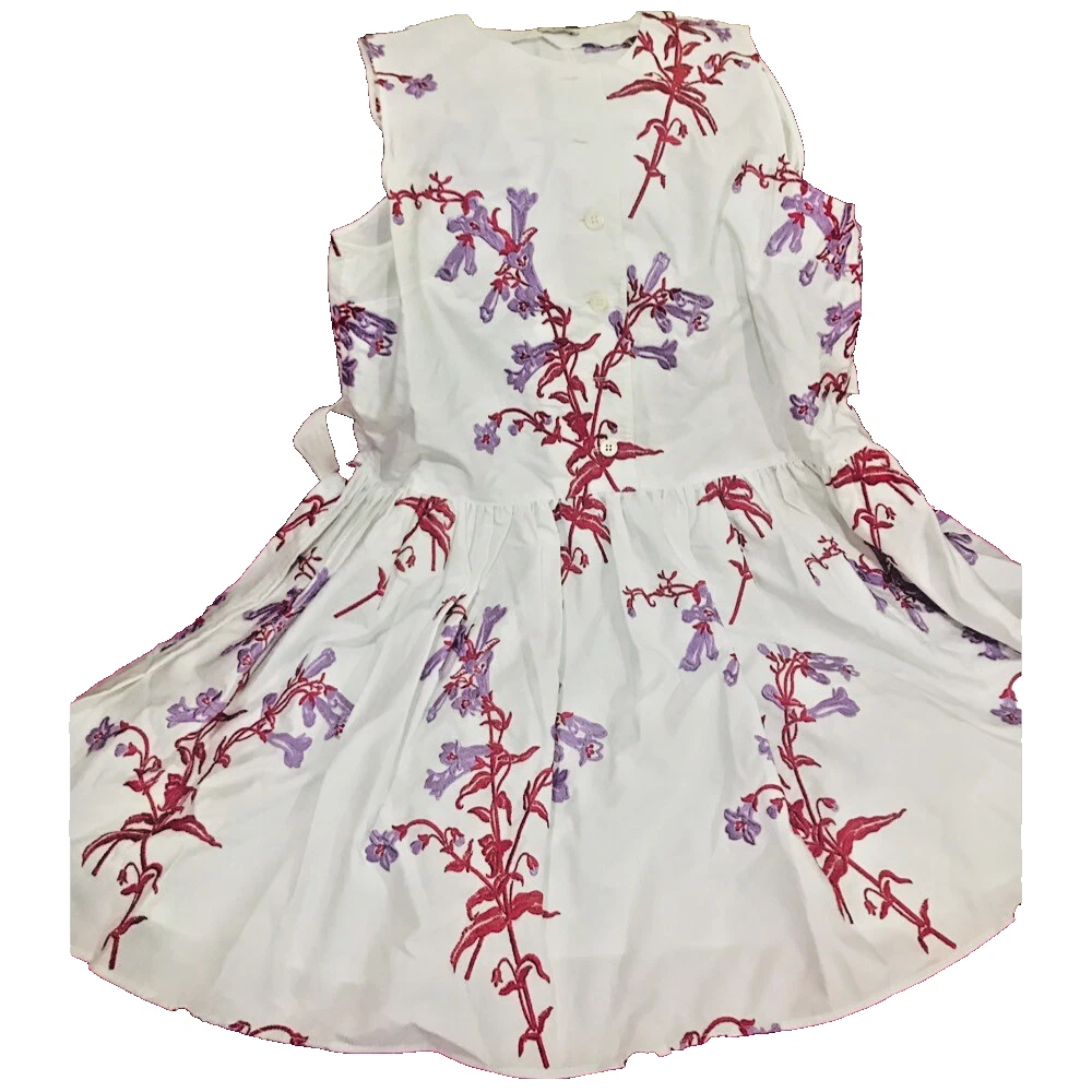 Abito bianco senza maniche con stampa floreale Miu Miu mini cintura corta taglia 44