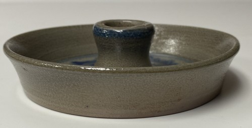 Beaumont Bros. Salt Glazed Stoneware Taper Candle Holder Wax Drip Attached Tray - Picture 3 of 7