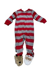 Baby Boys' 2pk Striped Santa Footed Pajama - Just One You made by carter's 12M