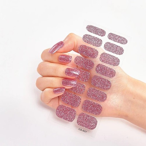 16 Strips Patch Full Cover Wraps Gel Nail Sticker UV Lamp Semi-Cured Manicure - Picture 61 of 136