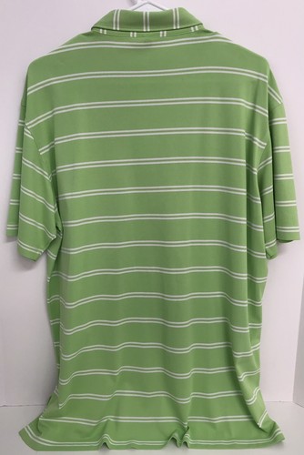 Peter Millar Summer Comfort Polo Shirt Green W/ White Stripes Medium *Read* - Picture 3 of 10