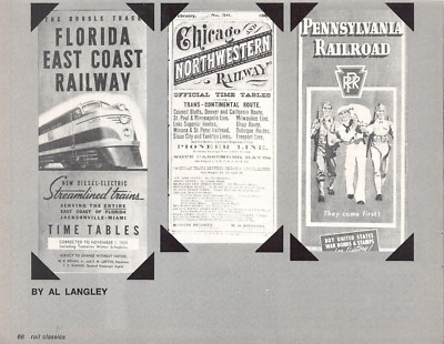 Florida East Coast Rail Chicago Northwestern Penna RR Time Table Vtg Mag Excerpt