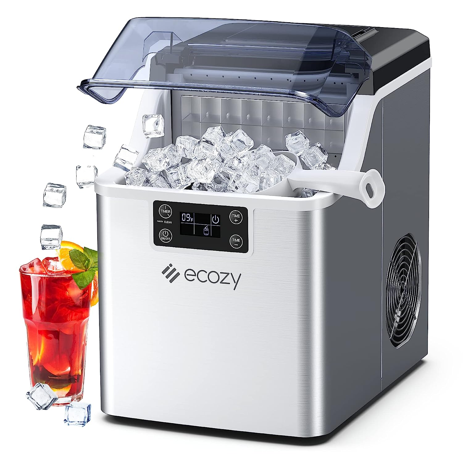 Countertop Ice Makers, 45Lbs per Day, 24 Cubes Ready in 13 Mins, Stainless Steel