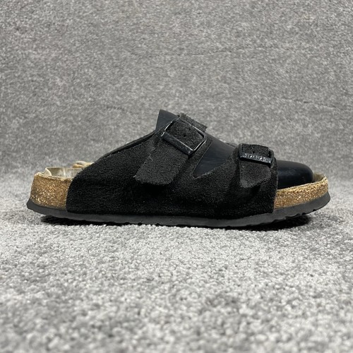 Birkenstock Arizona Womens Sz 38 US 7 Narrow Two-Strap Black Leather Sandals - Picture 7 of 11
