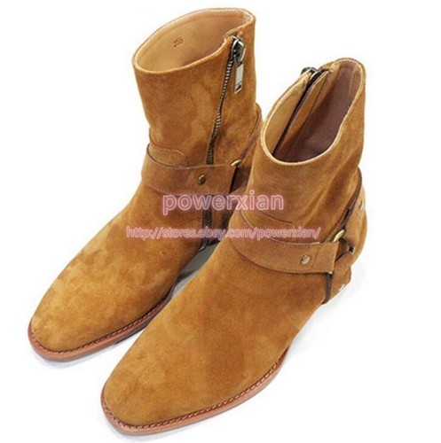 Punk Rock Da Uomo Vera Pelle Scamosciata Stivaletti Moda Chelsea Stivali Da  Cowboy 37-47 | eBay