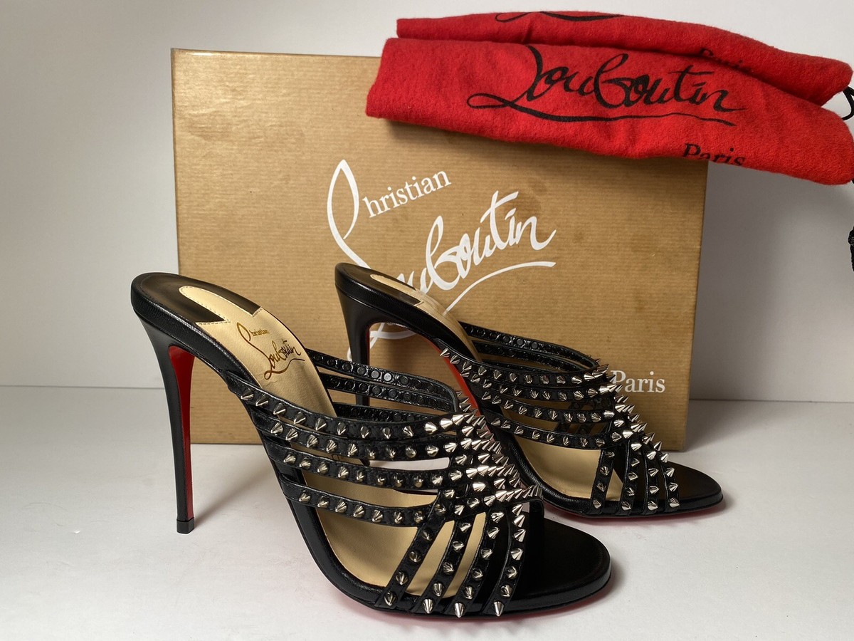 Christian Louboutin Martha Spike 100 Sandals Leather Black Christian Louboutin Martha Spike 100 Sandals Leather Black