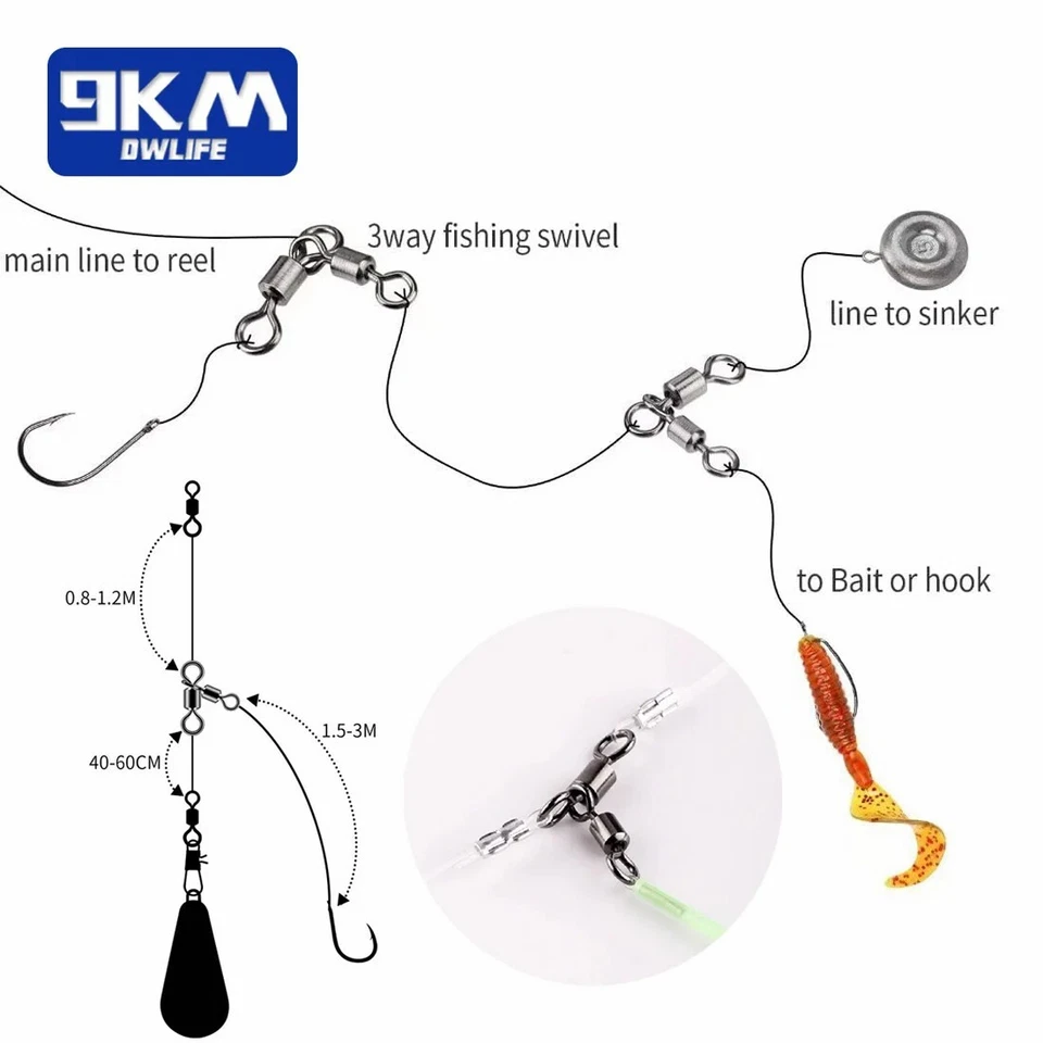 3 Way Swivel Fishing Crossline Swivel Fishing Lure Ring Chain Connector Trolling - Image 4 of 4