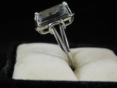 5,85 Karat smaragdgeschliffener Kunzitring einfache Sterlingsilberfassung - Bild 4 von 8
