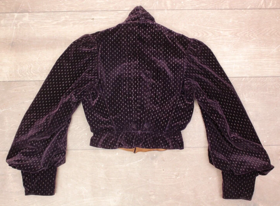 Chaqueta de terciopelo púrpura antigua eduardiana de finales de 1800 principios de 1900 XXS/XS de colección para mujer Foto 2 de 4